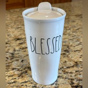 Rae Dunn Blessed tall mug with lid